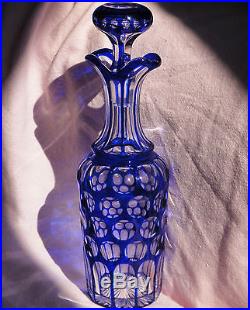 Sublime carafe ancienne en cristal Overlay Bleu de Cobalt Baccarat St Louis