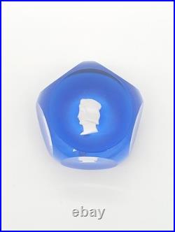 Sulfure Presse-papier Cristal Saint-Louis France Bleu Taillé Camée François 1er