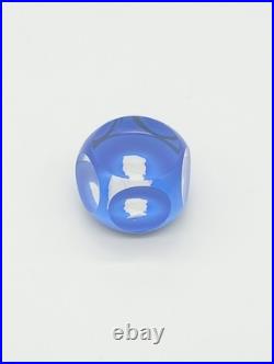 Sulfure Presse-papier Cristal Saint-Louis France Bleu Taillé Camée François 1er