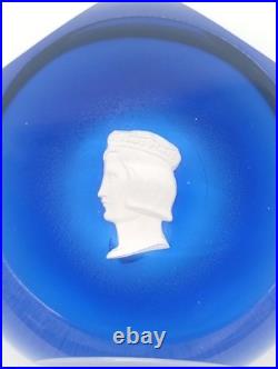 Sulfure Presse-papier Cristal Saint-Louis France Bleu Taillé Camée François 1er