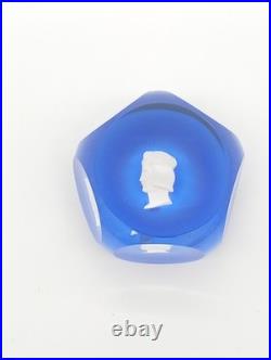 Sulfure Presse-papier Cristal Saint-Louis France Bleu Taillé Camée François 1er