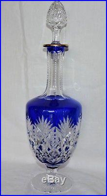 Superbe Carafe De Couleur Bleu Saphir En Cristal De St Louis Florence