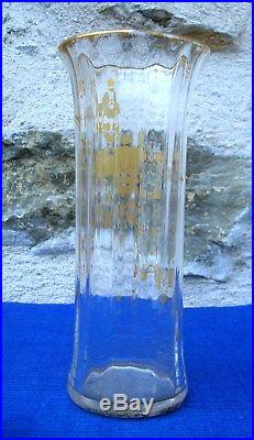 V31 TB Vase Ancien Cristal Décor Or Emaillé Baccarat St Louis Legras Montjoye