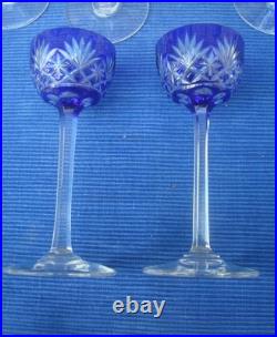 V74 Lot 10 Verre Cristal Overlay Bleu St Louis ancien Modèle Massenet