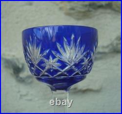 V74 Lot 10 Verre Cristal Overlay Bleu St Louis ancien Modèle Massenet