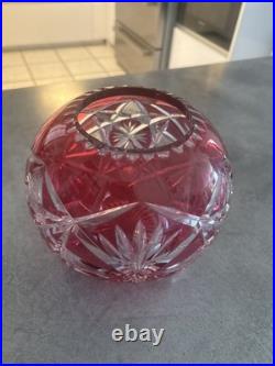 Vase Boule En Cristal Doublé Rouge De Saint-louis Numéro 12 Taillé Main