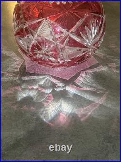 Vase Boule En Cristal Doublé Rouge De Saint-louis Numéro 12 Taillé Main