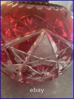Vase Boule En Cristal Doublé Rouge De Saint-louis Numéro 12 Taillé Main