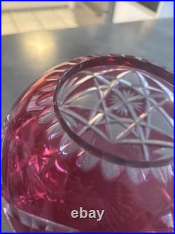 Vase Boule En Cristal Doublé Rouge De Saint-louis Numéro 12 Taillé Main