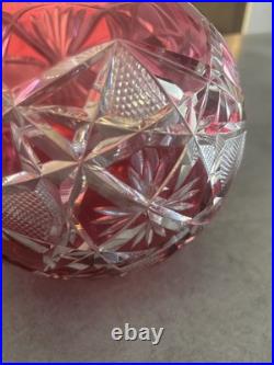 Vase Boule En Cristal Doublé Rouge De Saint-louis Numéro 12 Taillé Main