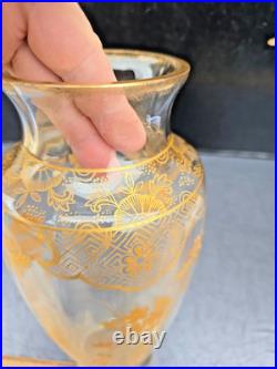 Vase Cristal Saint Louis Baccarat Decor Dore Papillons Fleurs 1900