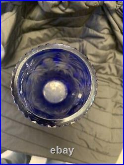 Vase En Cristal Taillé Bleu Cobalt St Louis