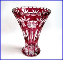 Vase Rose en Cristal Taillé Bohème St Louis Baccarat Val St Lambert