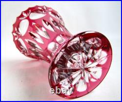 Vase Rose en Cristal Taillé Bohème St Louis Baccarat Val St Lambert