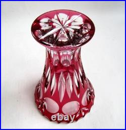 Vase Rose en Cristal Taillé Bohème St Louis Baccarat Val St Lambert