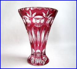 Vase Rose en Cristal Taillé Bohème St Louis Baccarat Val St Lambert
