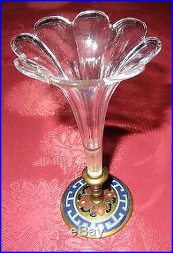 Vase cornet bouquetière émaux cloisonnés cristal baccarat st Louis XIXe