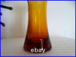 Vase diabolo cristal St Louis orange ambré DESIGN 1970 / 1980 signé H25 cm