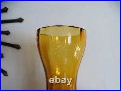 Vase diabolo cristal St Louis orange ambré DESIGN 1970 / 1980 signé H25 cm
