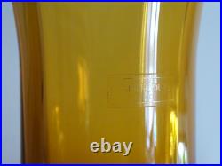 Vase diabolo cristal St Louis orange ambré DESIGN 1970 / 1980 signé H25 cm