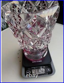 Vase en cristal Overlay rose signé SAINT LOUIS Haut21cm -3kg -très bon état