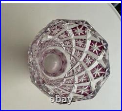 Vase en cristal Overlay rose signé SAINT LOUIS Haut21cm -3kg -très bon état