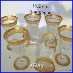 Verre Bourgogne pied ajouré 162m Saint St Louis Cristal Thistle Or signé parfait