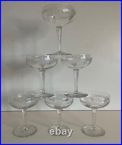 Verre Champagne Cristal Saint Louis Non Signe Debut XX Eme Coupe Lot De 6 Verres