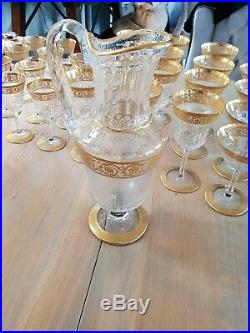 Verre Saint Louis Modele Thistle Or 37 Pièces Neuves 12 Eau 12 Vin 12 Champagne
