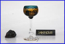 Verre à vin du Rhin bleu en cristal de St Louis Massenet Or Roemer glass