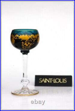 Verre à vin du Rhin bleu en cristal de St Louis Massenet Or Roemer glass