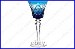 Verre à vin roemer bleu clair Vologne par Saint-Louis. Sky blue wine glass hock