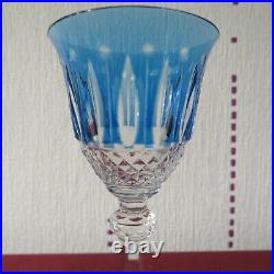 Verre roemer en cristal de saint louis tommy de couleur bleu clair signé H 19,6