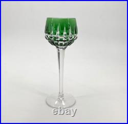 Verre roemer vin du Rhin signé SAINT LOUIS cristal VERT modèle MANHATTAN 20,5 cm