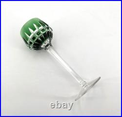 Verre roemer vin du Rhin signé SAINT LOUIS cristal VERT modèle MANHATTAN 20,5 cm