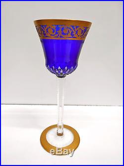 Verre vin cristal Saint-Louis bleu cobalt Roemers Thistle chardon