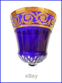 Verre vin cristal Saint-Louis bleu cobalt Roemers Thistle chardon