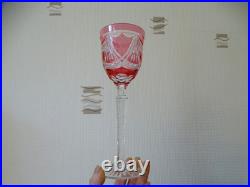 Verre vin du Rhin cristal SAINT LOUIS Roemer rose monogrammé SE LOT 2