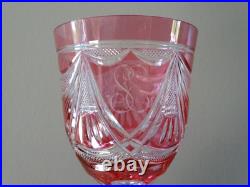 Verre vin du Rhin cristal SAINT LOUIS Roemer rose monogrammé SE LOT 2