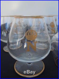 Verres cognac fine Napoleon cristal St louis France modèle Tenareze or