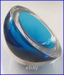 Vide poche cendrier cristal bleu demi sphère gravé St Louis Sommerso Murano