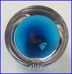 Vide poche cendrier cristal bleu demi sphère gravé St Louis Sommerso Murano
