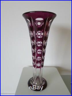 Vintage Grand Vase Overlay En Cristal Saint Louis