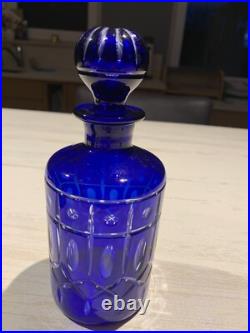 XIX Grand Flacon De Parfum cristal Doublé Bleu Cobalt taillée Saint ST Louis (5) XIX Grand Flacon De Parfum cristal Doublé Bleu Cobalt taillée Saint ST Louis (5)