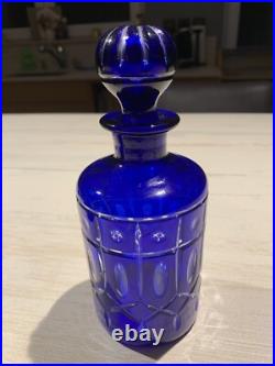 XIX Grand Flacon De Parfum cristal Doublé Bleu Cobalt taillée Saint ST Louis (5) XIX Grand Flacon De Parfum cristal Doublé Bleu Cobalt taillée Saint ST Louis (5)