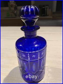 XIX Grand Flacon De Parfum cristal Doublé Bleu Cobalt taillée Saint ST Louis (5) XIX Grand Flacon De Parfum cristal Doublé Bleu Cobalt taillée Saint ST Louis (5)