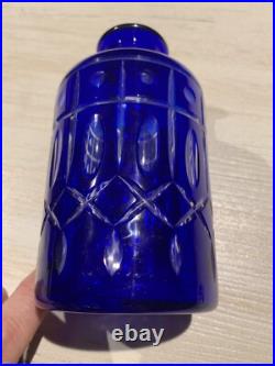 XIX Grand Flacon De Parfum cristal Doublé Bleu Cobalt taillée Saint ST Louis (5) XIX Grand Flacon De Parfum cristal Doublé Bleu Cobalt taillée Saint ST Louis (5)