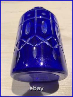 XIX Grand Flacon De Parfum cristal Doublé Bleu Cobalt taillée Saint ST Louis (5) XIX Grand Flacon De Parfum cristal Doublé Bleu Cobalt taillée Saint ST Louis (5)